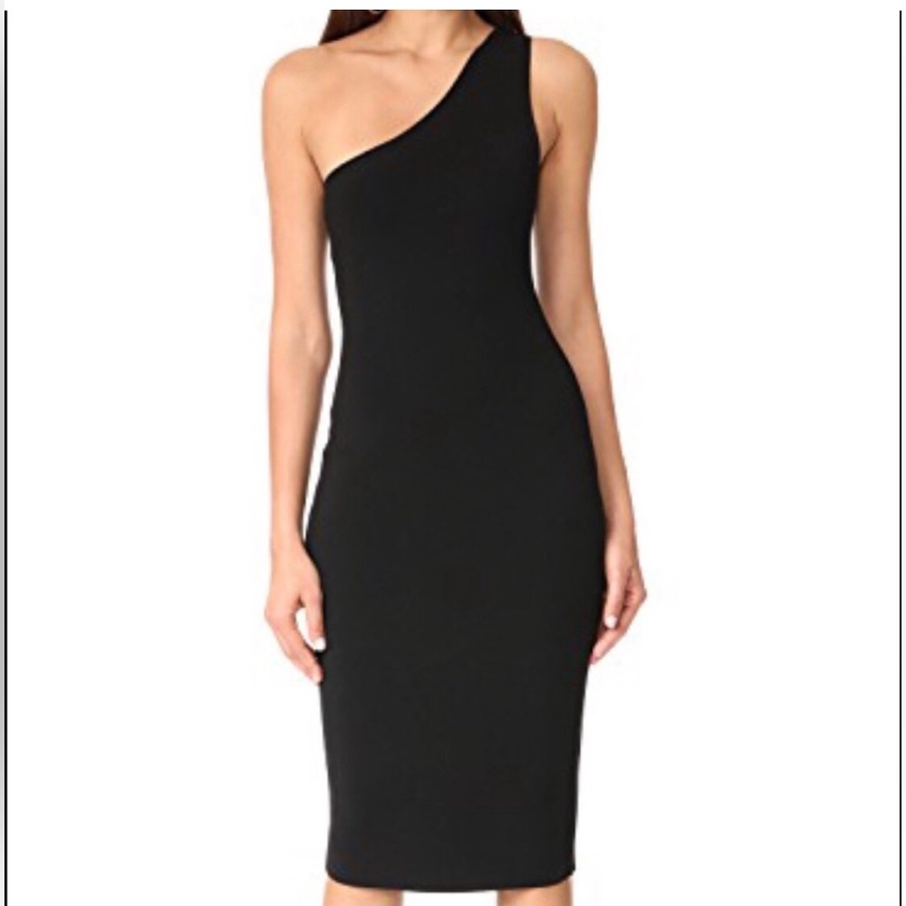 Diane von Furstenberg One-Shoulder Midi Length Black Dress Sz P (XS)